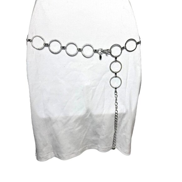 Vintage 90's silver colored open circle chain belt womens one size - Picture 4 of 6